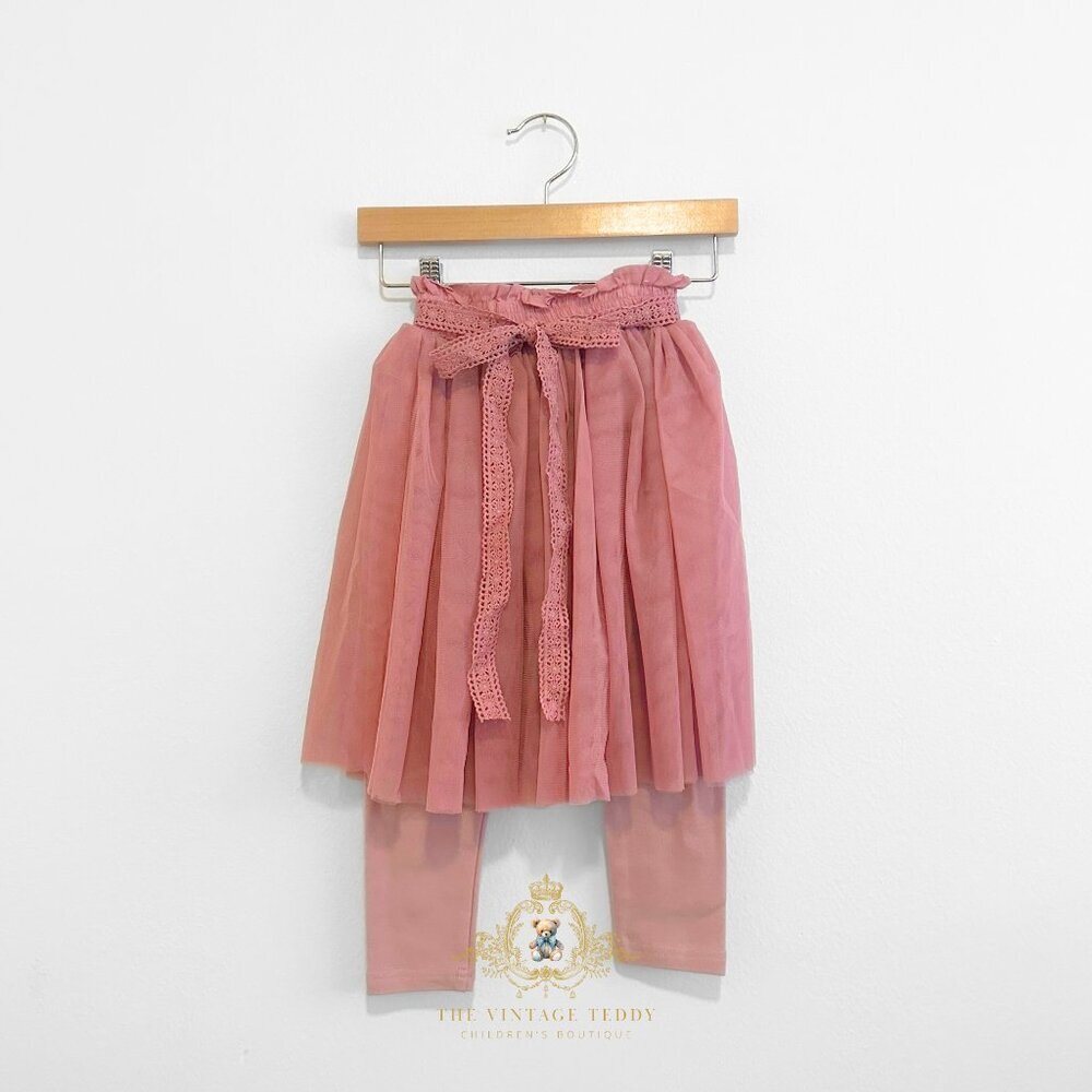 NWT Pretty Girls Tutu Skirt & Leggings Princess Ballerina Tulle Blush Pink 6Y - Picture 2 of 5